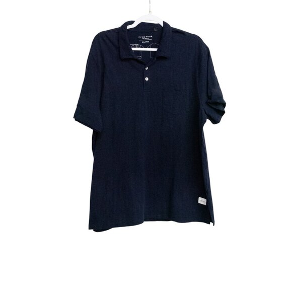 Five Four Mens Navy Polo Shirt Short Sleeve Collared Button-Up 2XL Cotton Blend - Picture 1 of 6